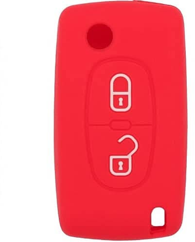AUTOZOCO Funda Compatible con Peugeot Citroen Llave de Coche 2 Botones | Carcasa Protectora de Silicona para Coche | Rojo