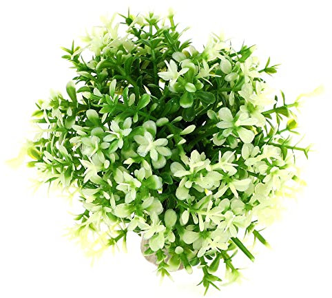 VOCOSTE Artificiale Acquario Erba Palla, Simulazione Pianta Palla per Pesci Acquario Paesaggio Piante Decorazione, 3,74x3,74 Verde Bianco