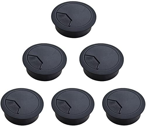 6 Pezzi Passacavi Scrivania Nero,Passacavo per Scrivania,Tappo Passa Cavi e Fili,Passacavi per Scrivania,Passacavi Rotondo,per La Disposizione dei Fili,per Scrivanie,Ufficio,Casa,Ø 60mm