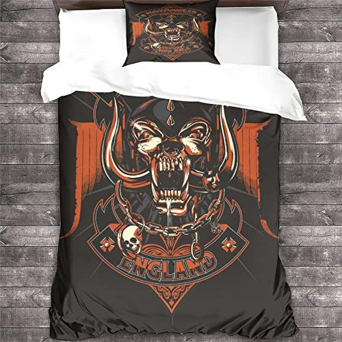 Motörhead Bettwäsche Heavy-Metal-Band Bettwäsche 3D Rock 'n' Roll Drucken Mit Bettbezüge Kissenbezüge Für Jungen Mädchen einzeln(135x200cm)