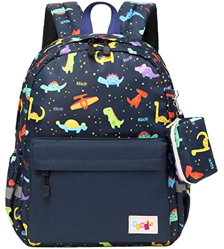 mygreen Kinderrucksack Jungen, Niedlich Wasserabweisend Vorschule Kinder Rucksack Kindergarten Kleinkind Schul Rucksack Mädchen mit Brustgurt Dinosaurier Blau