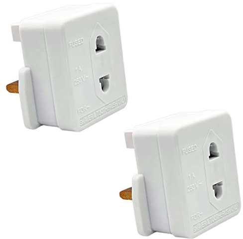 Pipestation Shaver Plug Adaptor - 2 Pack Toothbrush & Shaving Plug Adapter - 2 Pin to 3 Pin UK - Bathroom Shaver Plug Adaptor CE Certified & Secure Safety Shutters