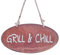 kreativherz - Gartenschild mit Spruch „GRILL & CHILL“ in Rost-Optik Metall - Hängeschild Gartenschilder für Draußen/Outdoor wetterfest - Rostige Gartendeko Spruchtafel - Garten Deko-Schild: 35x18cm