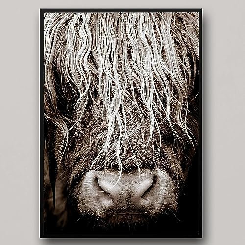IUNTWEIE Nordic Highland Kuh Leinwand bilder Druck, Schottisches Hochland kuh Poster Wandbilder, Modern Hochlandrind Dekoration für Wohnzimmer Wohnkultur Dekor Kein Rahmen (80x120, Hochlandrind-2)