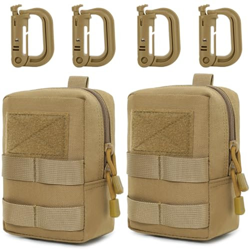 MUCHER 2 Pack Molle Tasche Taktische Hüfttaschen EDC Utility Bauchtasche Hüfttasche mit 4 Haken Rucksack-Zusatztaschen für Outdoor Wandern Jagdcamping Training