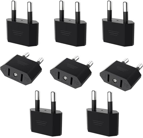 VIEVRE US to EU Adapter, 8 Stück US Stecker Adapter Auf EU, Adapter USA Deutschland für Geräte mit USA-Netzteil, Schwarz