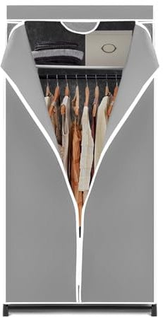 SOARS Kleiderschrank, Stoffschrank mit Kleiderstange stabil & Ablage, Kleiderschrank Stoff mit Metallgestell, Faltschrank 74 x 50 x 172 cm, für Schlafzimmer, Ankleidezimmer (Grau)