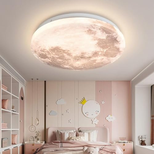 LED Mond Deckenleuchte Modern Design Mond Deckenlampe Dimmbar 3D Mond Lamp Wand Deko Lamp Erde Mond Wand Lampe mit Fernbedienung Deckenbeleuchtung für Schlafzimmer Kinderzimmer,Moon design,40cm