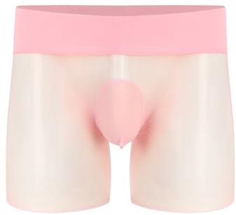 Kaerm Boxer Transparent Homme String Erotique Caleçon Transparent sous-vêtement Sexy Slip de Bain Underwear Pochette Rose et bombée Taille Unique