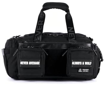 WOLFpak Mini-Reisetasche für Fitnessstudio und Reisen, wasserdichte Wochenendtasche mit Schuhfach, hartem Boden und taktischem Molle-System, Alpha-Schwarz, Reisetasche