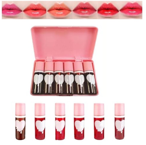 Dragon Rance - Mini tinte para labios, juego de 6 colores, juego de tinte labial de agua de terciopelo coreano, mini lápiz labial líquido, de larga duración, antiadherente, resistente al agua
