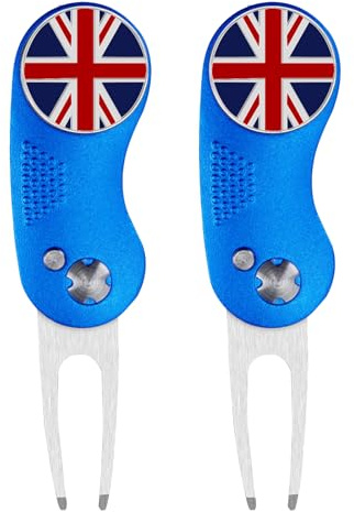 FINGER TEN Golf Divot Repair Tool 1/2 Pack | Magnetic Ball Marker Hold,Stainless Steel Durable Build,Foldable Pocket Design, Quick Easy Divot Repair, Gift For Players