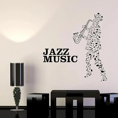 Jazz Musik Wandtattoo Musiknoten Musiker Player Vinyl Fenster Aufkleber Konzert Interieur Dekor Wandbild 57x61cm