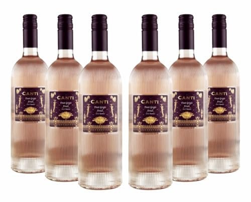 Canti - Vin Rosé Italien Sec Pinot Grigio D.O.C. Friuli, Saveur Fraîche avec une Bouche Douce et Ronde, 6x750 ml