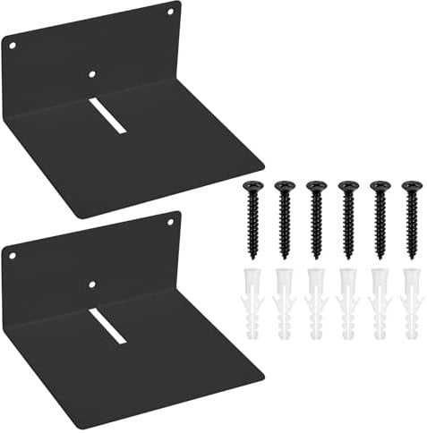 bayidun 2 Pièces Etagere Murale, Mini Étagère Murale, Petite Étagères Flottantes Murales en Métal, Étagères Flottantes Murales pour Chambre, Cuisine, Bureau, Salle de Bains (17x15x8cm-Noir)