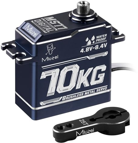 Miuzei Servo RC Servo 70 kg 180° Numérique Servomoteur High Torque Métal Steel Gear pour 1/10 1/8 1:7 Voiture RC Car Bateau Avion Étanche 4,8-6,0-8,4 V CNC Métal Standard Servo avec Câble