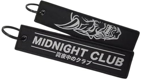 Midnight Club Oni-Maske, japanisches Autorennen, JDM Drive Driver Crew, Schlüsselanhänger, Schlüsselanhänger, Schwarz, 5.1 inches long