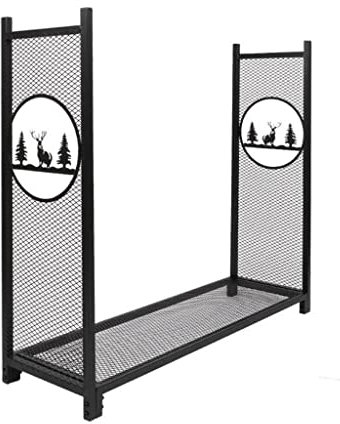UHJKLA Brennholz-Lagerregal, einfach, mit Netz, Eisen, schwarz, Bodenbelag, Brennholzregal, Holz, Brennholz-Lagerteiler, Privatanwender, Außenbereich