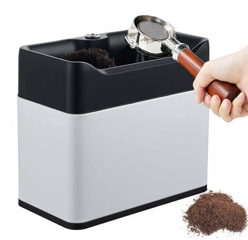 HNBYLMM Electric Portafilter Cleaning Machine, Coffee Portafilter Cleaner Knock Box, Coffee Grounds Container with 3 Scrapers and 1 Brush Head, Suitable for 51mm,58mm Portafilter