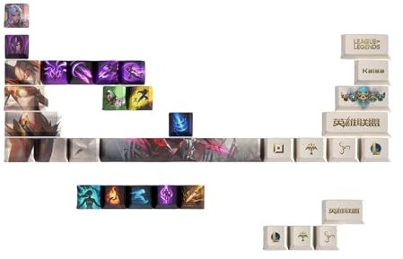 PHJEDXCM 29 Tastaturkappen PC Gaming Custom Keycaps Lasergravur mit jedem Porträt passiv und Fähigkeiten passen zu jeder mechanischen Tastatur (Kaisa)