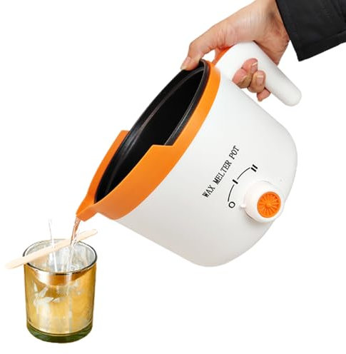 Ksedcon Electric Wax Melting Pot for Candle Making, Candle Wax Melter with Lid, Candle Pouring Pot with Pouring Spout (Orange)