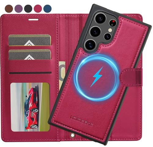 Ailicici für Samsung Galaxy S22 Ultra Hülle, [Abnehmbar] 2-IN-1 Abnehmbare magnetische Hülle, Kabelloses Laden, Kartenfach Leder Case, Handyhülle RFID Klapphülle, Schutzhülle für Samsung S22 Ultra 5G