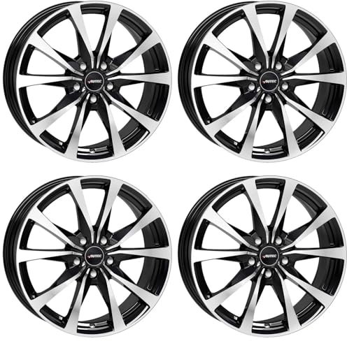 4x Autec Felgen BRIXEN 7.0x17 ET51 5x100 Schwarz poliert kompatibel mit VW Polo