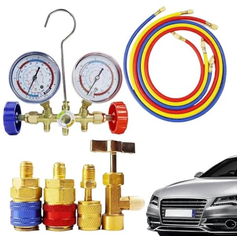 Hogvinnatil AC Freon Gauge, AC -Diagnosewerkzeug | Professionelle Freon -Anzeige für AC,Tragbares Kältemittel -Testgerät, Zubehör für Kühlsysteme für die Autoklimaanlage