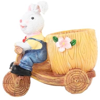 Dualoai Kaninchen Pflanzer Topf für Die Organisation von Pflanzen Im Büro Oder Im Schlafzimmer, Weiß 14x9x14.5 cm