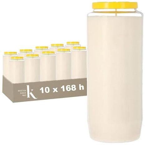 KRISTEN Bougies de Cimetière Blanches - Lot de 10 - Bougies Longue Durée (168 Heures) - Bougies Funéraires - Bougies Commémoratives