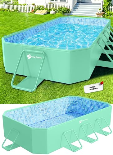 StarOcean Foldable Pool, Large Non-Inflatable Swimming Pool for Kids,Adult Collapsible Pools Hard Plastic Shell, Oversized Thickened,Portable Folding Kids Pools for Backyard 104x65x20-Green