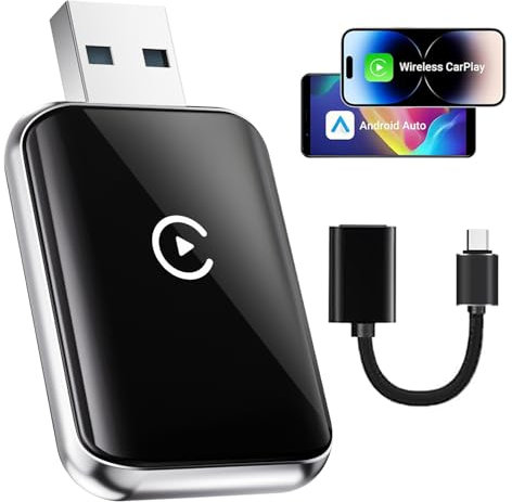 Wireless CarPlay Adapter 2025 Upgraded for iPhone - Convert Wired Carplay to Wireless,5G Bluetooth 5.0, Plug & Play, Auto-Connect, OTA Upgrade, Carplay Adapter for iOS 10 Android 11 and Above
