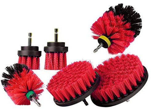 Cleaning Brush Set 6Pcs Grout Power Scrubber Cleaning Brush Cleaner Combo Tool Kit Washing Up Brushes (Red, One Size)