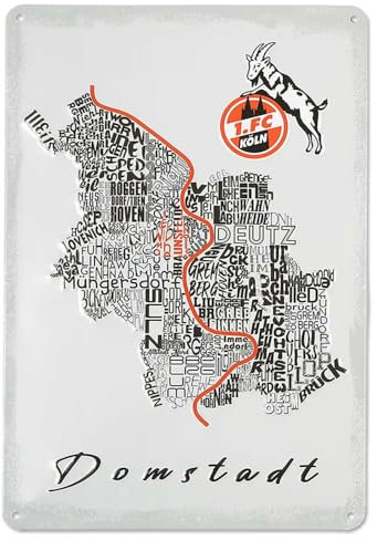 1. FC Köln Blechschild - Em Parkveedel - 20 x 30 cm | Schild | Stadtplan | Metallschild