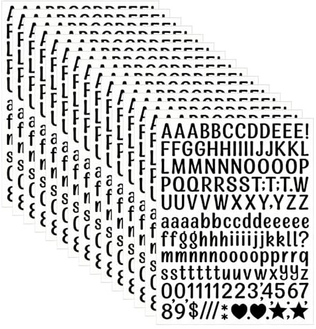 KQDRAVINE 15 Blätter Buchstaben Aufkleber, 3780 Stück Zahlen Aufkleber Kit Klebebuchstaben Wetterfest Zahl Letter Stickers für DIY Scrapbook Kunsthandwerk Karte Grußkarte Postfach Adressnummer