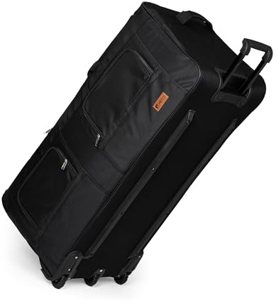 HEYO Reisetasche mit Rollen Groß XXL Trolley– robuste Rolltasche, Weichgepäck ideal für Reisen Teleskopgriff (Schwarz, 80x34x38 cm)