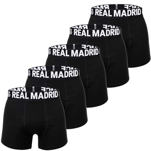 Real Madrid Herren Boxershorts, 5er-Pack | Offizielles Lizenzprodukt, Unterhosen Set, Fangeschenk Männer, Baumwollmischung