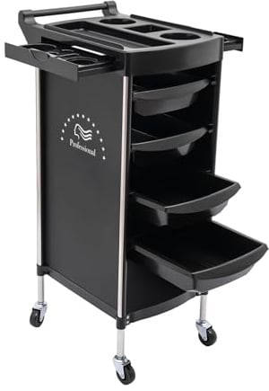Friseurwagen, Bedienungswagen Friseur mit 4 Schubladen und Rollen Arbeitswagen Friseur Friseurrollwagen für Stylist Friseur Haarstyling SPA