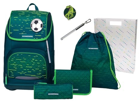 Schneiders Freizeitrucksack Ergoplus 2in1 Schulranzen Set 7-teilig 22L Soccer Star tannengrün
