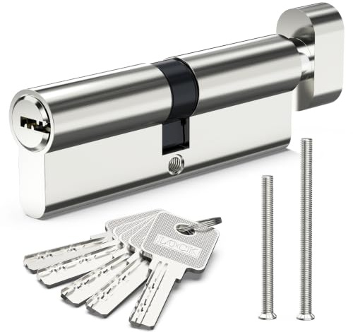 Valorada 45/45T Euro Cylinder Door Lock (90mm), Thumb Turn Barrel Lock | UPVC Door Lock with 5Keys, Nickel Plated Finish, Anti-Pick, Anti-Bump for UPVC, Wooden Doors, Composite Doors
