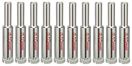 sourcingmap 10PCS 10mm Diamond Coated Hole Saw Drill Bits for Glass Ceramic Tile Marble Rock Porcelain Bottles Pots Brick