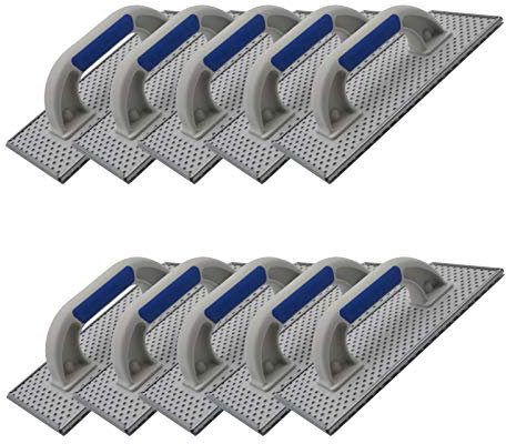 10er Set DEWEPRO® WDVS + Porenbeton Schleifbrett - Raspelbrett mit verzinktem Stahlblech-Raspelbelag - 270x130mm - Egalisierungsbrett - Handschleifer