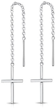 DTPsilver - Damen - Ohrringe Ohrhänger Kette 925 Sterling Silber Kreuz