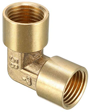 sourcing map Brass Elbow Pipe Fitting 90 Degree 1/4 PT Female x 1/4 PT Female Coupling