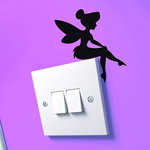 Tinkerbell - Adhesivo de pared de vinilo extraíble para interruptor de luz, para decoración del hogar (pequeño (100 x 100 mm)
