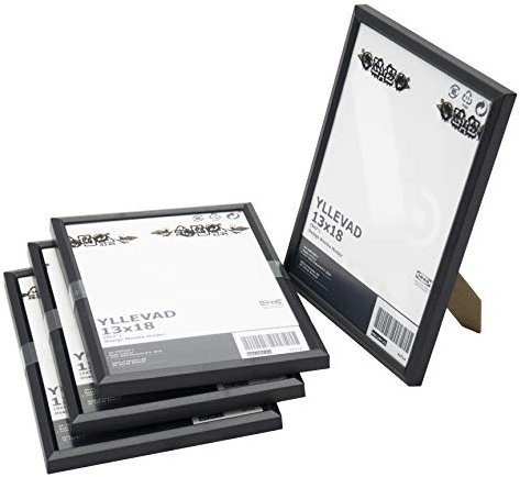 Ikea YLLEVAD Black 13x18 Centimetres (5x7) Basic Photo Frames, Plastic & Paperboard - Set of 4