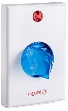 Hygolet Feminine Hygienic Personal Sanitary Disposal Bag Dispenser- Classic White- Lock