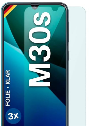 moex für Samsung Galaxy M30s Schutzfolie Displayschutz Folie Ultra-klar HD 0,2 mm kompatibel mit jeder Hülle, Anbringen ohne Blasen, Handyfolie Extra Kratzfest, FlexProtect 3 Stück