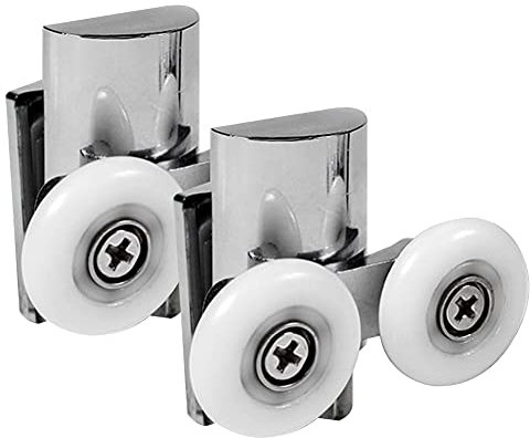 Shower Door Twin Rollers Runners Shower Zinc Alloy Door Fixing Pulleys in Chrome, 2 X Bottom(Fits Glass 4-8mm)
