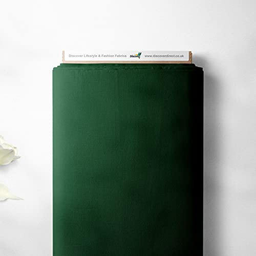 100% Cotton Organic Premium Plain Solid Colours Sewing Quilting Craft Fabric | 44 - 112 cm Wide (Per Quarter, Bottle Green)